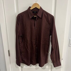 Theory Irving Fade Check Button Up 100% Cotton sz M